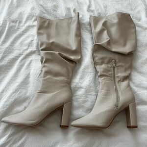 Elegant Cream Knee-High Boots